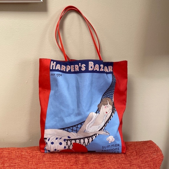 Vintage Handbags - VTG July 1930 Harpers Bazaar Magazine Art Deco Tote Bag